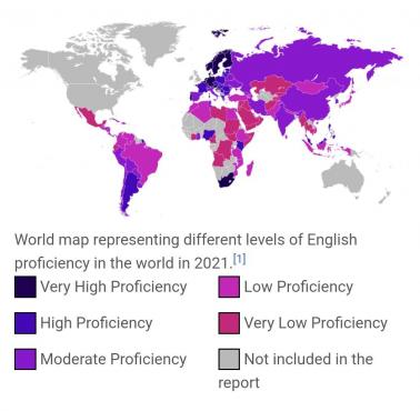 Znajomość angielskiego w Europie, World English Proficiency Index, 2021