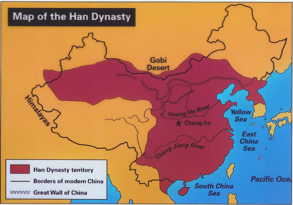 Mapa Chin w czasach dynastii Han (206 p.n.e.-220 n.e.)