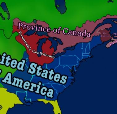 Mapa USA i Kanady w 1812 roku