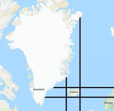 Grenlandia jest dalej na wschód, zachód, północ i południe niż Islandia 