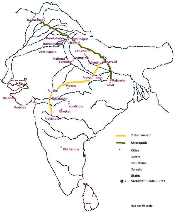 Uttarapath (droga północna) i Dakshinapath (droga południowa). Dwie główne drogi w starożytnych Indiach w erze Mahadżanapada