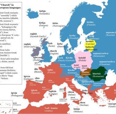 Słowo "kościół" w różnych europejskich językach i jego etymologia