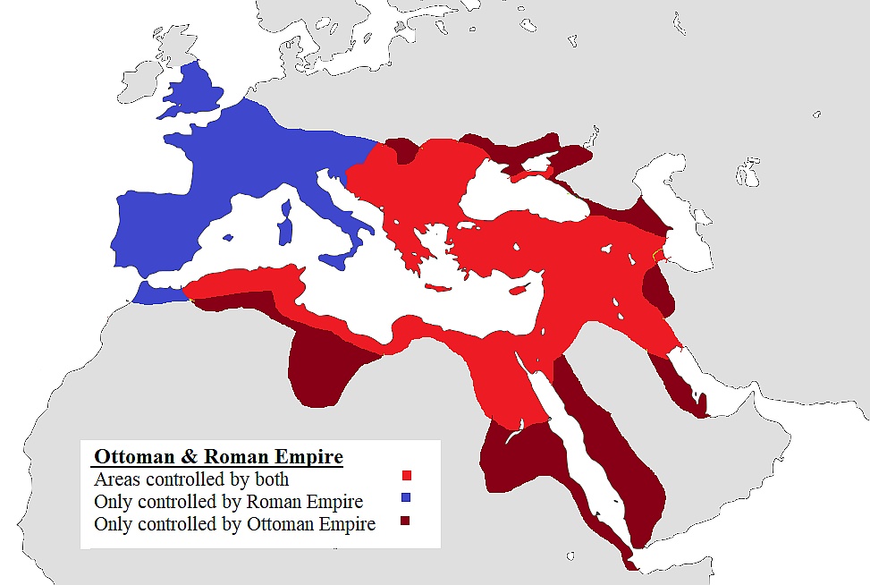 Obszary kontrolowane przez Imperium Osmańskie i Rzym