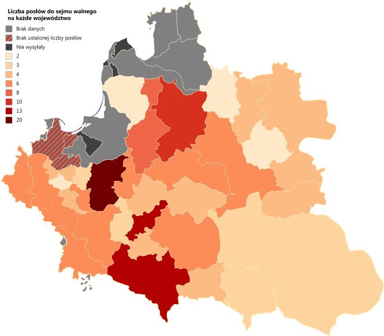 Liczba posłów do sejmu walnego na każde województwo w I RP