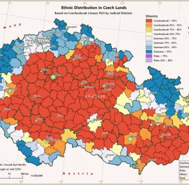 Mapa etniczna Czechosłowacji z 1921 roku