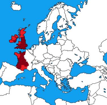 Posiadłości Andegawenów ok. 1199 n.e