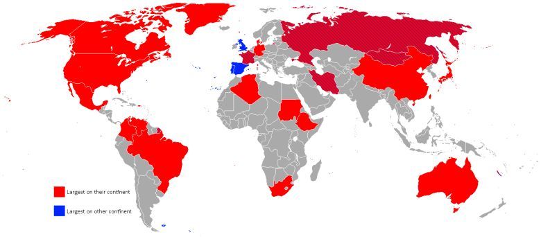 Mapa byłych (i obecnych) największych krajów na każdym kontynencie