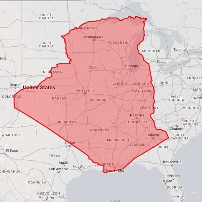 Mapa Algierii na tle USA
