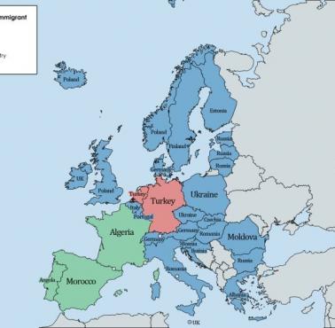 Największe grupy imigrantów w krajach europejskich, 2017