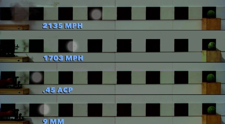 Z jaką prędkością poruszają się pociski Barrett.416, AK-47, .45 ACP, 9MM (wideo slow motion HD)