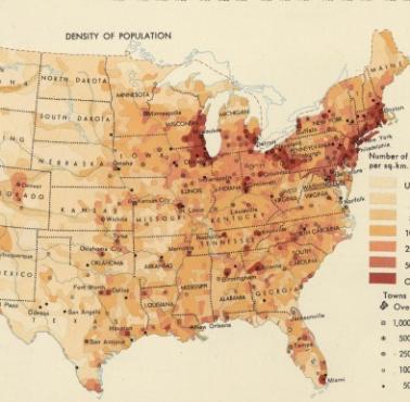 Gęstość zaludnienia USA (lata 60. XX wieku), 1967