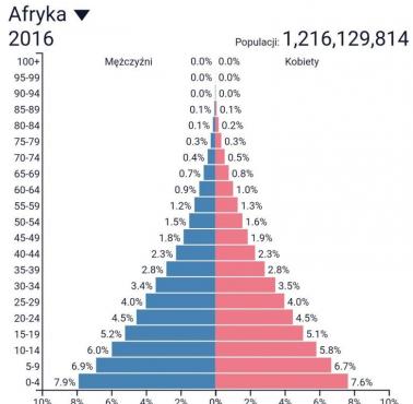 Piramida ludności Polski i Afryki. Pierwsza pokazuje de facto wymieranie (coraz mniej dzieci), druga eksplozję demograficzną