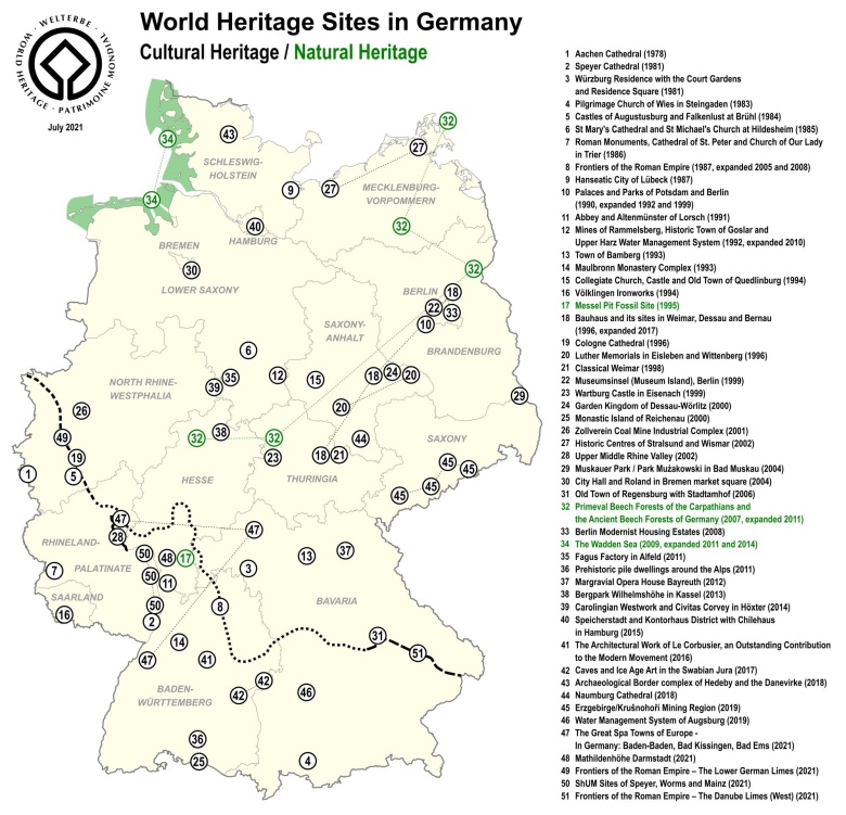 Obiekty światowego dziedzictwa kulturowego UNESCO w Niemczech, 2021