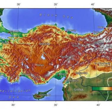 Topograficzna mapa Turcji