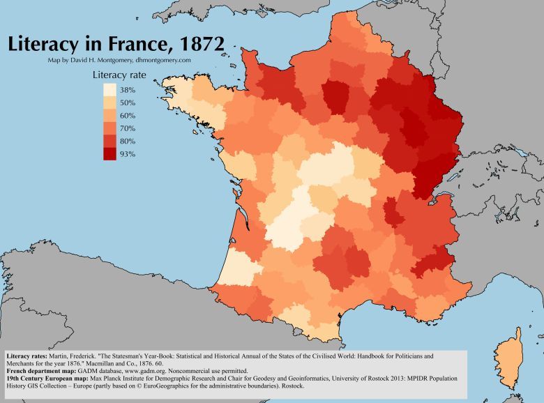 Analfabetyzm we Francji, 1872