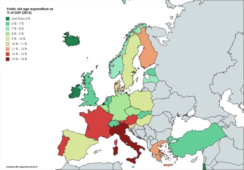 Publiczne wydatki na starość w Europie, 2013