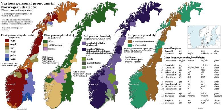 Zaimki ja, my, ty i one w tradycyjnych norweskich dialektach