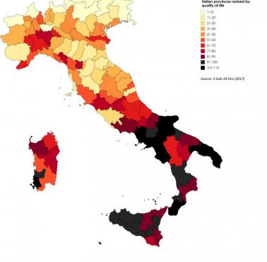 Włoskie prowincje uszeregowane według jakości życia