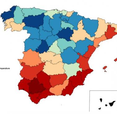 Średnia roczna temperatura w Hiszpanii