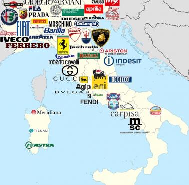 Mapa znanych włoskich marek