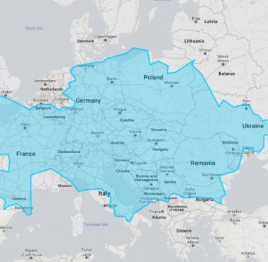 Rozmiar Kazachstanu na tle Europy