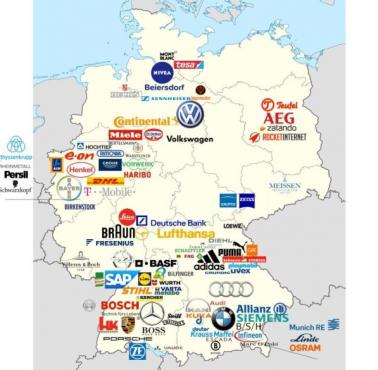 Największe niemieckie firmy, marki i ich główne siedziby
