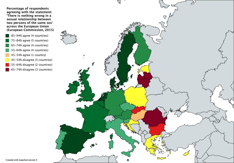 Postawy społeczne w Europie dotyczące homoseksualizmu