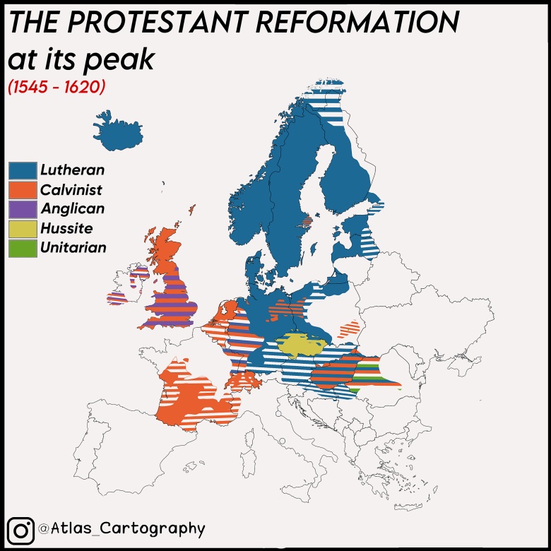 Największy zasięg reformacji, 1545-1620