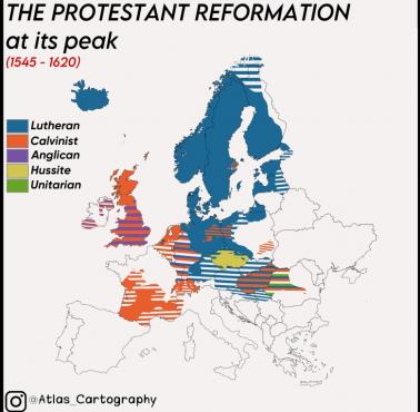 Największy zasięg reformacji, 1545-1620