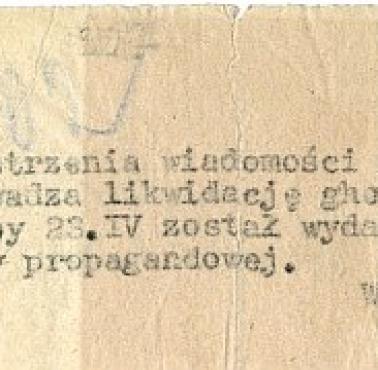 W 1943 r. radio niemieckie usiłowano obarczyć Polaków odpowiedzialnością za likwidację Getta w Warszawie