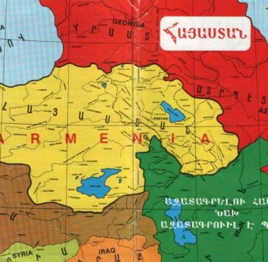 Mapa Armenii (Zjednoczona Armenia) przedstawiona po I wojnie na konferencji w Paryżu przez prezydenta Wilsona