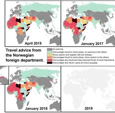Zalecenia norweskiego rządu odnośnie podróży zagranicznych, 2015-2017