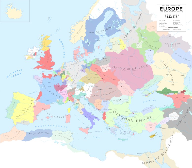Mapa Europy w 1444 roku