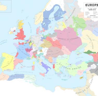 Mapa Europy w 1444 roku