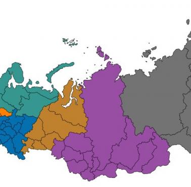 Okręgi Rosji porównane do stanów USA o podobnej populacji