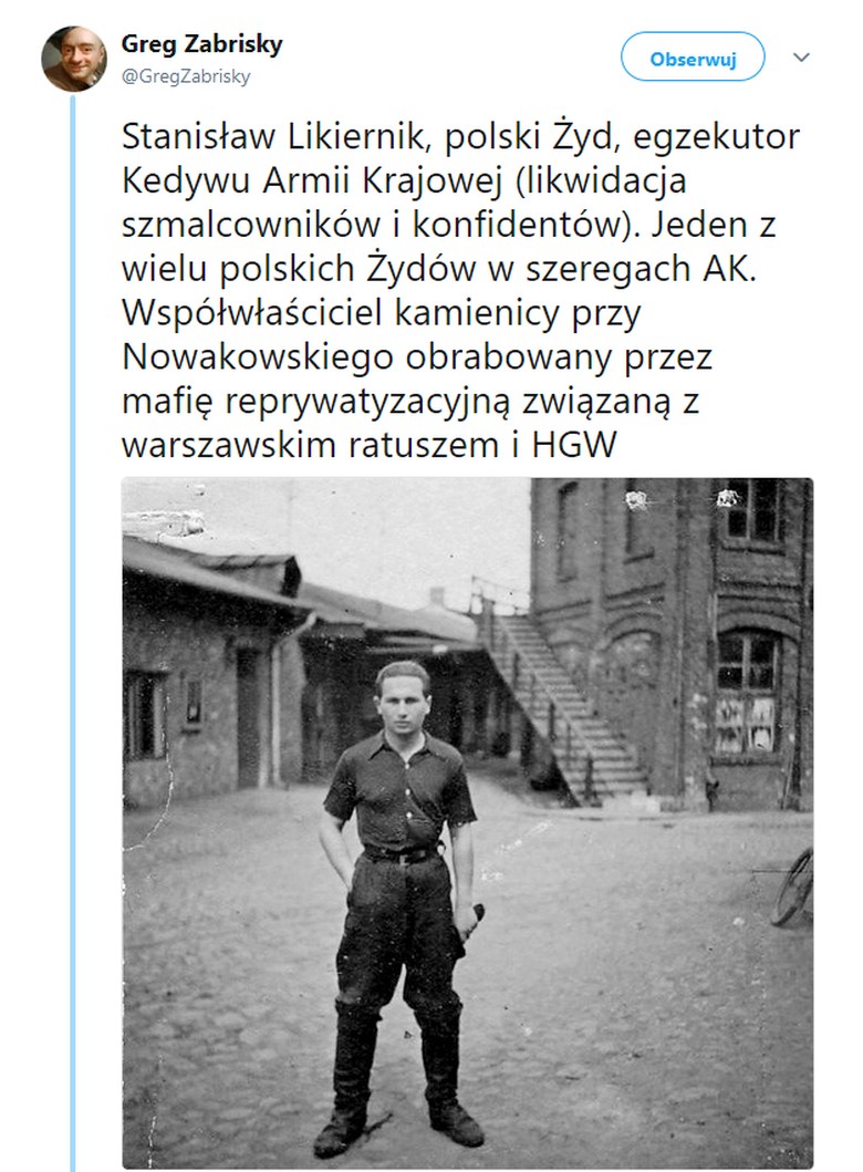 Stanisław Likiernik, polski Żyd, egzekutor Kedywu Armii Krajowej (likwidacja szmalcowników i konfidentów) ...