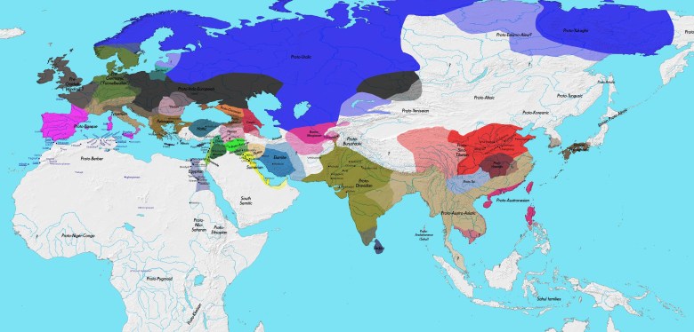 Mapa językowa świata 3 tys. lat przez Chrystusem