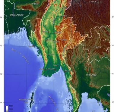 Mapa topograficzna Birmy