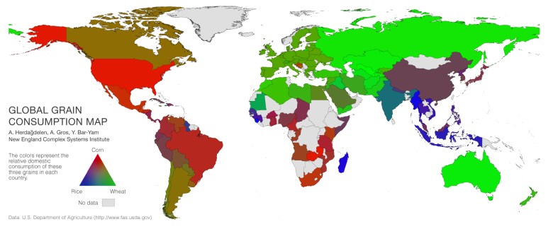 Mapa globalnego zużycia zboża