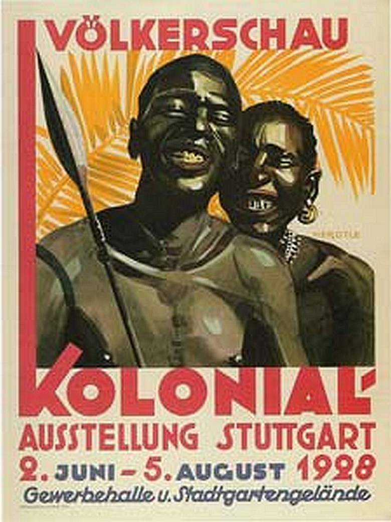 Plakat reklamujący ludzkie zoo w Stuttgarcie