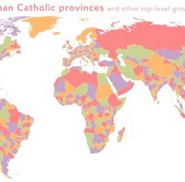 Globalna mapa rzymskokatolickiej diecezji najwyższego szczebla