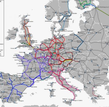 Sieci głównych operatorów kolei dużych prędkości w Europie, 2017