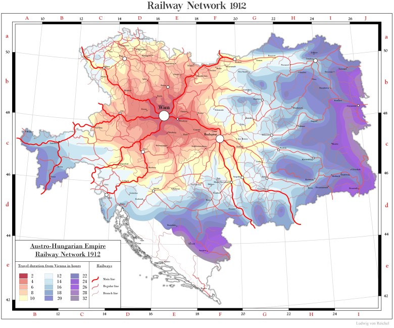 Sieć kolejowa Austro-Węgier w 1912 roku