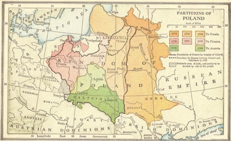 Granice Polski w 1772, 1793, 1795 i 1921 roku