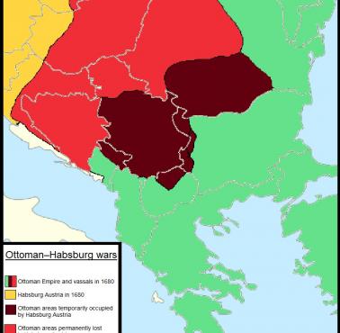 Obszary, na których Osmanowie (Turcja) przegrali z habsburską Austrią, 1680
