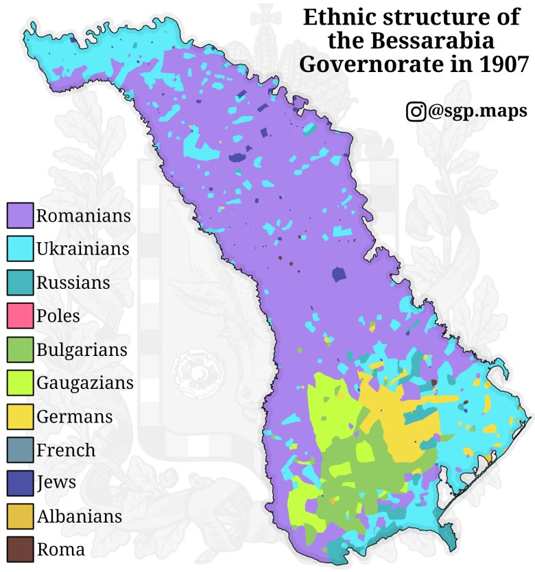 Etniczna mapa Bessarabii z 1907 roku
