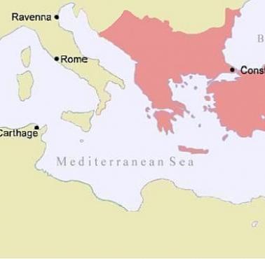 Mapa Bizancjum w 1170 roku