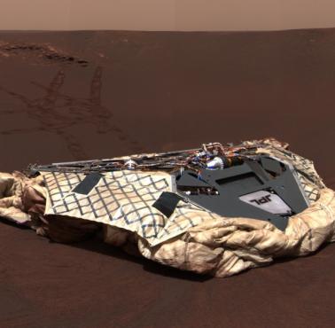 Pusty lądownik łazika Opportunity na Marsie