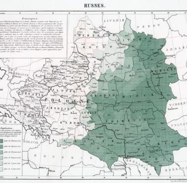 Mapy etnograficzne zachodniej części Rosji autorstwa Rodericha von Erckerta, 1863, Rusini, w tym Ukraińcy i Białorusini