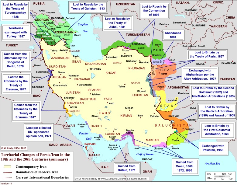 Zmiany terytorialne Persji / Iran w XIX i XX wieku